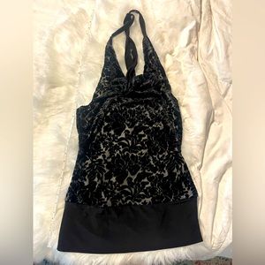 White House Black Market Velvet Cowl Neck Halter Top